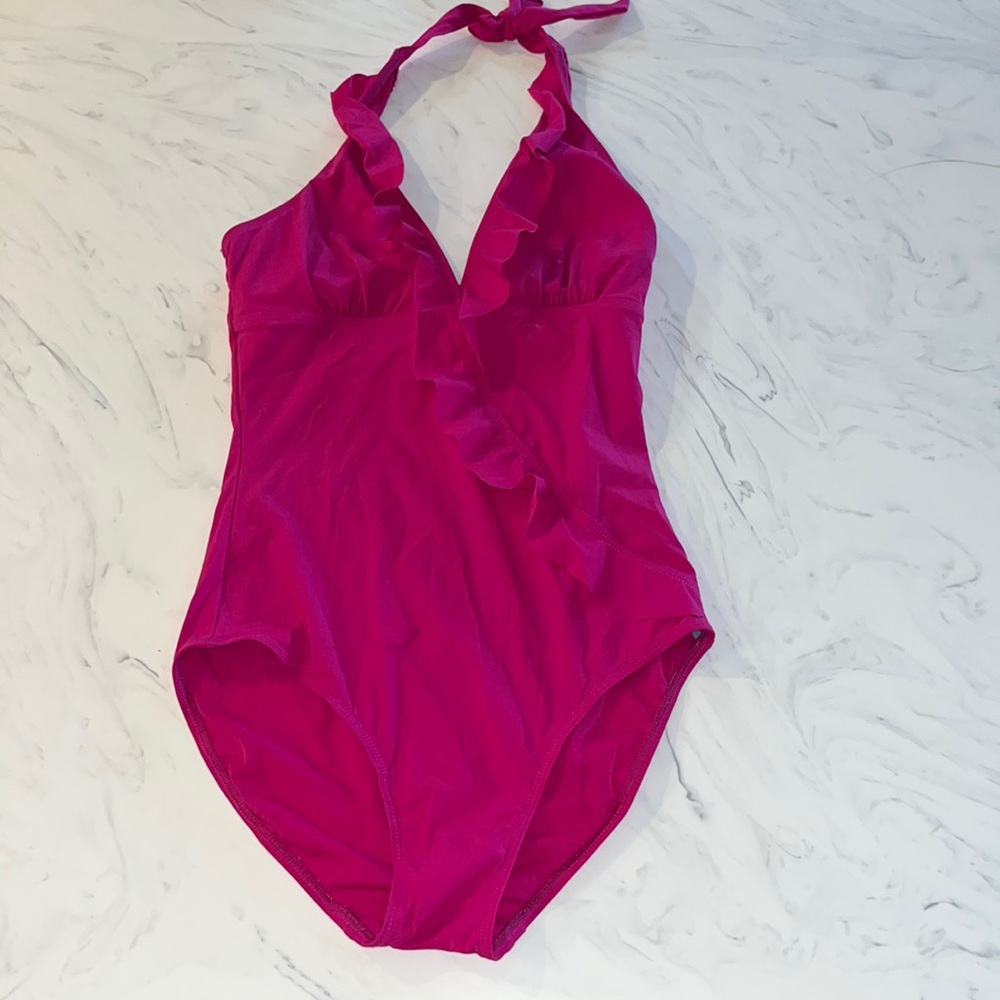 SPANX Pink Ruffle One Piece Swimsuit